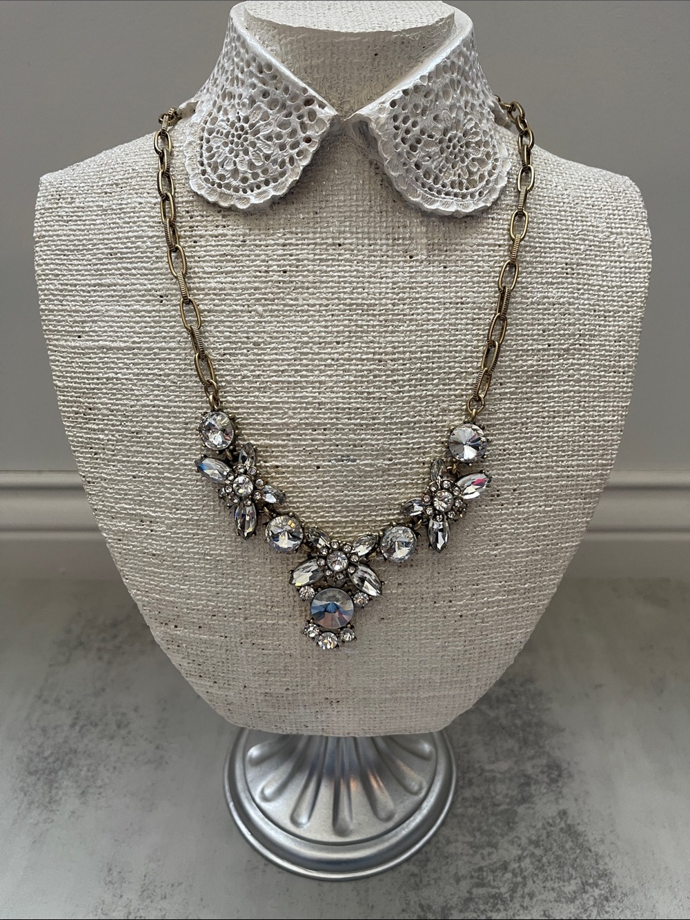 J. Crew Gold-Tone Crystal Bib Necklace